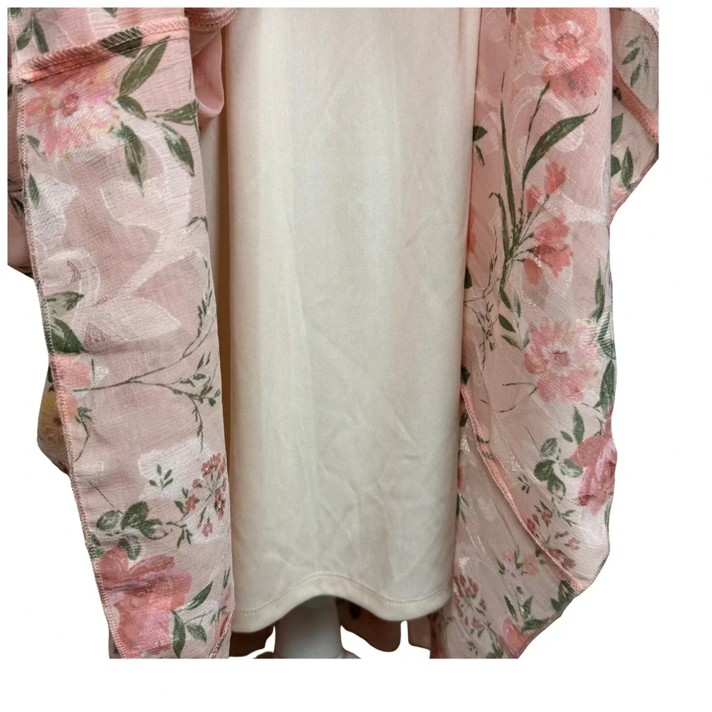 Zunie Girls Maxi Dress Floral Size 16 Peach Tie Waist Halter Lined Party Formal